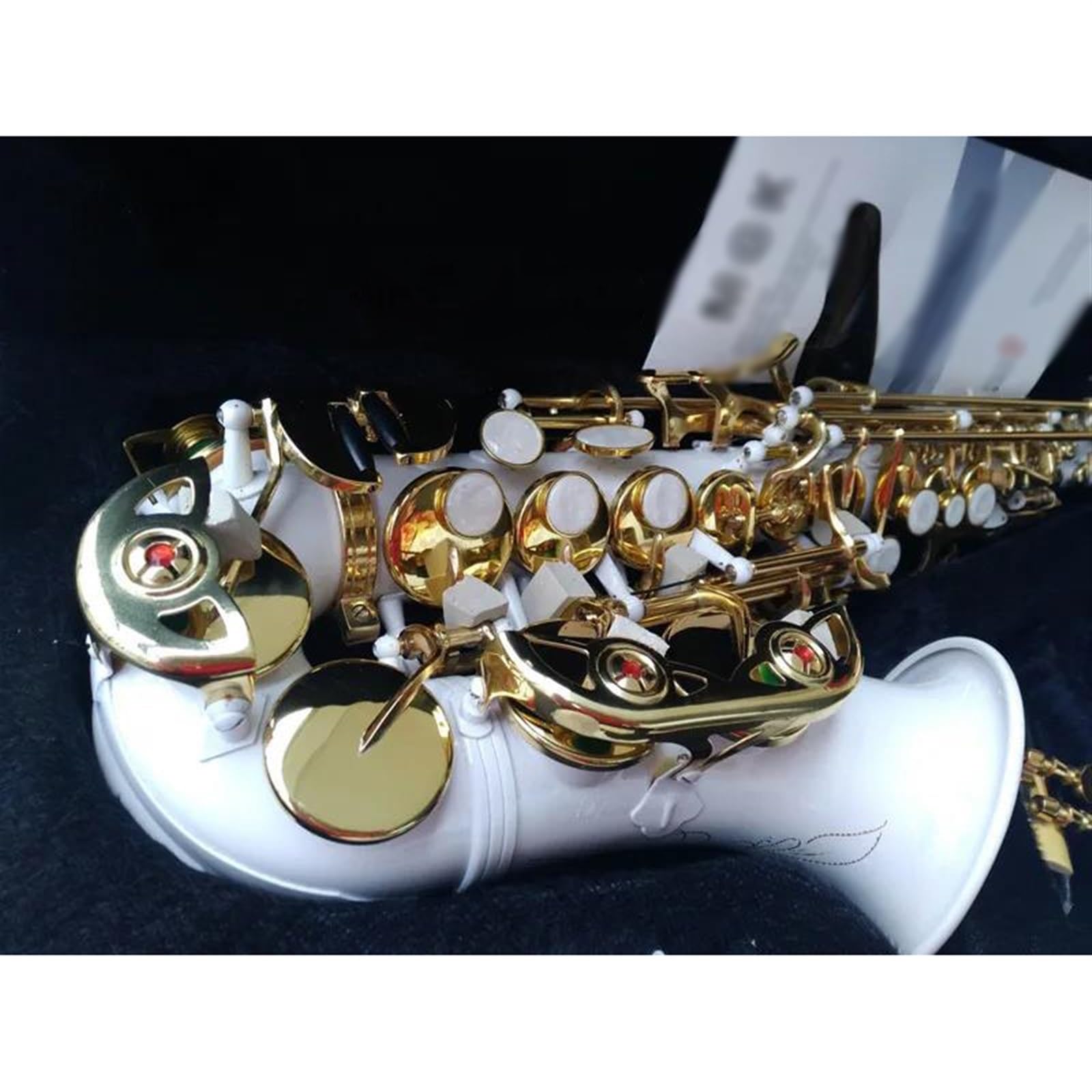 Professionale Sassofono Sassofono Soprano Curvo Bianco Bb Gold Key Sax Strumento A Fiato Alto Con Custodia Spazzola Per Cinturino Per Ance Per Sassofono Soprano
