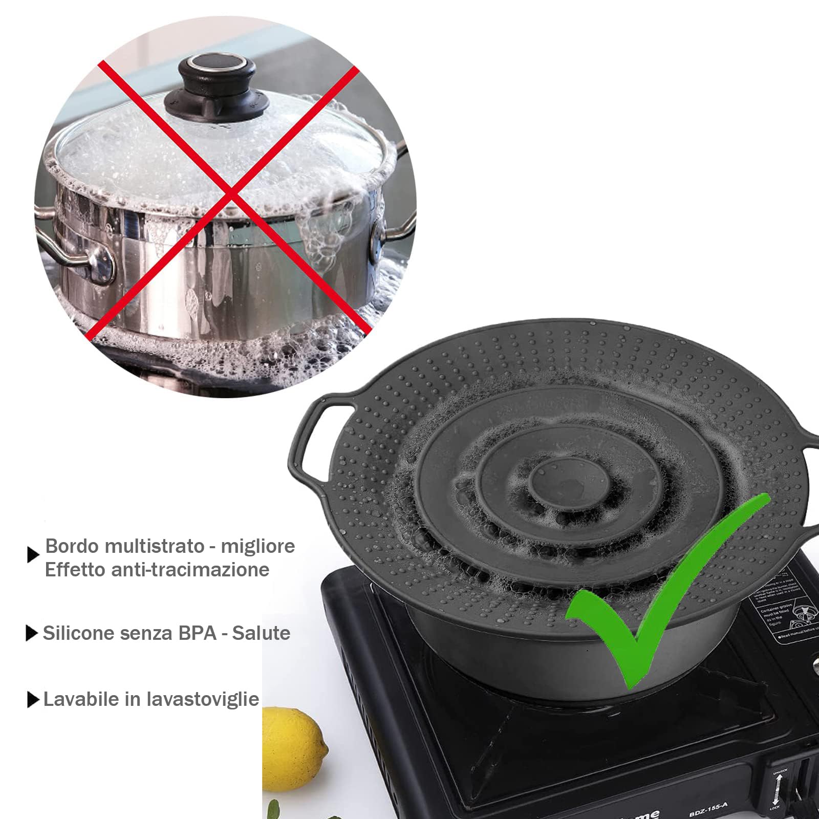 Coperchio Anti-Schizzi In Silicone 29cm - Copripentola Universale Per Cucina Senza Trabocchi - Foto 5