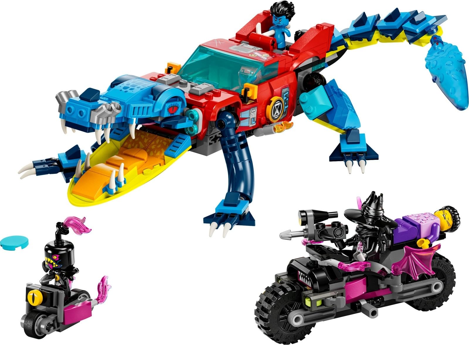 Lego DreamZzz 71458 - Juego de 3 coches de cocodrilo, 71454 Mateo