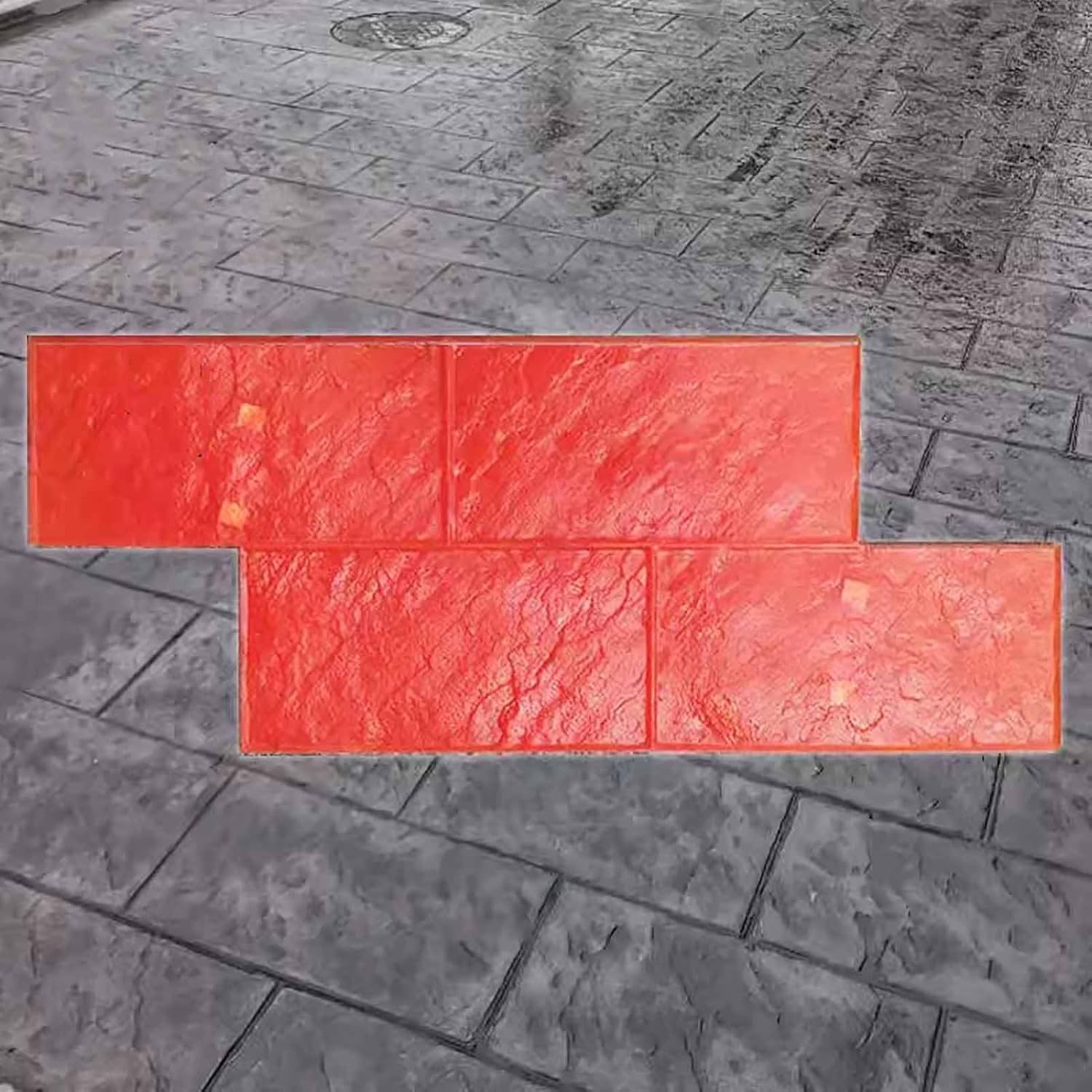 Concrete Stamps Outdoor Cement Pressure Mold for Grounds Paths, 150 ×60 Cm Natural Concrete Mat Stamps for Pool Courtyard, Floors Imprint Texture Stamp Mat