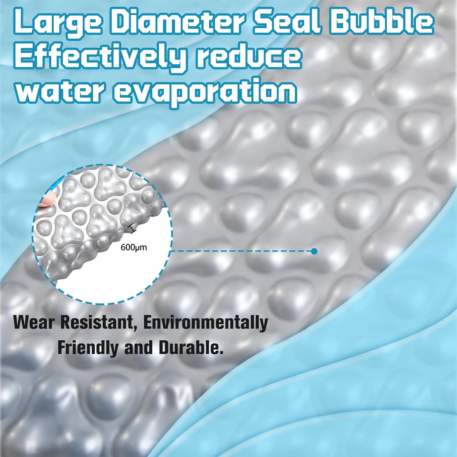 91" L x 91" W x 23" H Square Hot Tub Cover Thermal Bubble Waterproof Pool Spa Cover Outdoor with Elastic Straps for Wind Resistance, with Non-Woven Storage Bag