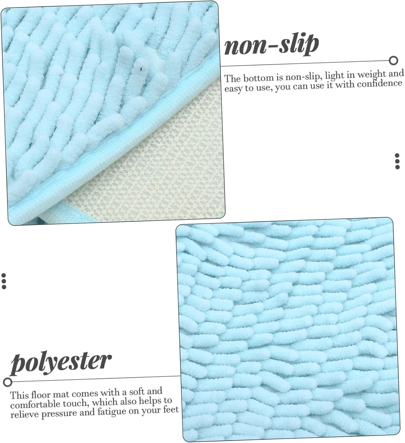Bath Rug Bathroom Door Mat, Polyester Non-Slip Water Absorbent