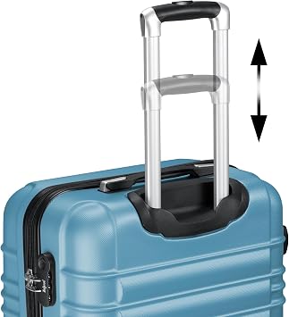 Zelsius Suitcase Set of 4 Steel Blue ABS Hard Shell Suitcase with Combination Lock 4 Wheels and Inner Divider Hand Luggage Suitcase Hard Shell Suitcase Set 4 Pieces Trolley Suitcase Large