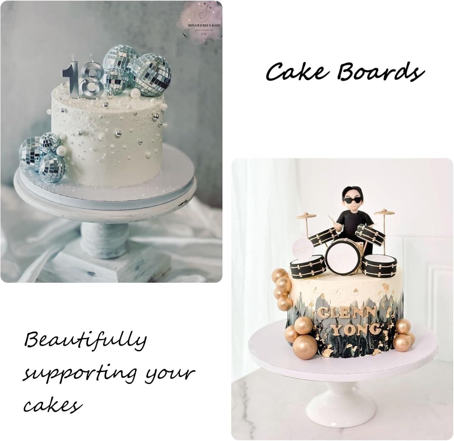 12 Inch Cake Drum 15 Pack Round Cake Boards White 1/2” Thick Cake Drums Corrugated Cardboard Cake Base Board for Multi-Layer Cakes Sturdy Cake Decorating Supplies