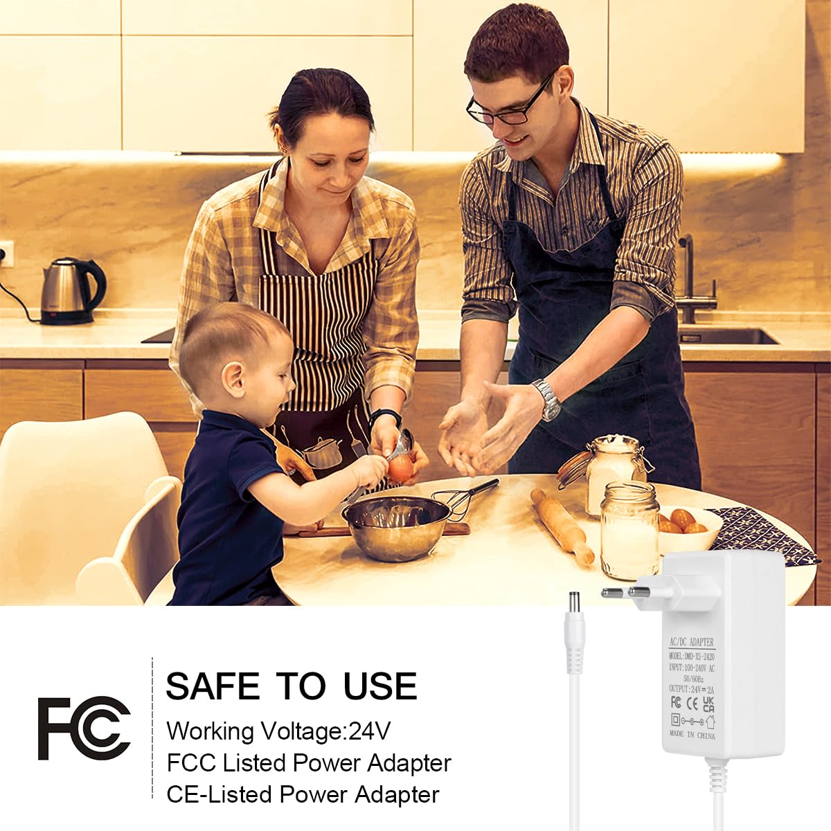 Wefomey Striscia LED 40 m, luce bianca calda, 3000 K, dimmerabile, 24 V, autoadesiva, 2835, flessibile, fai da te, 1920, con alimentatore di rete e telecomando RF per interni e cucina
