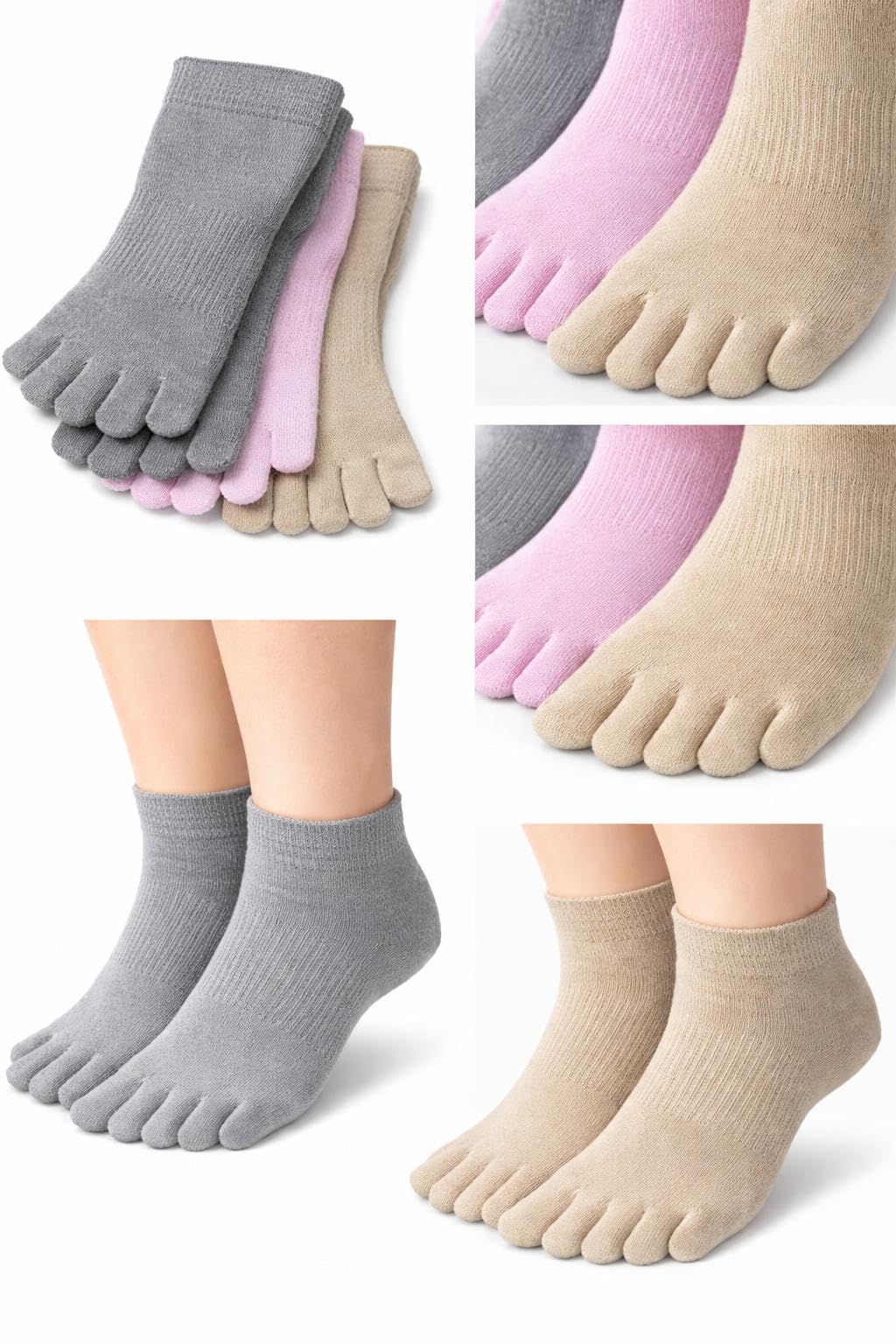 Sky Socks 3’lü Bambu Parmaklı Mantar Önleyici Sağ-Sol Ayrı Yıkamalı Patik Set