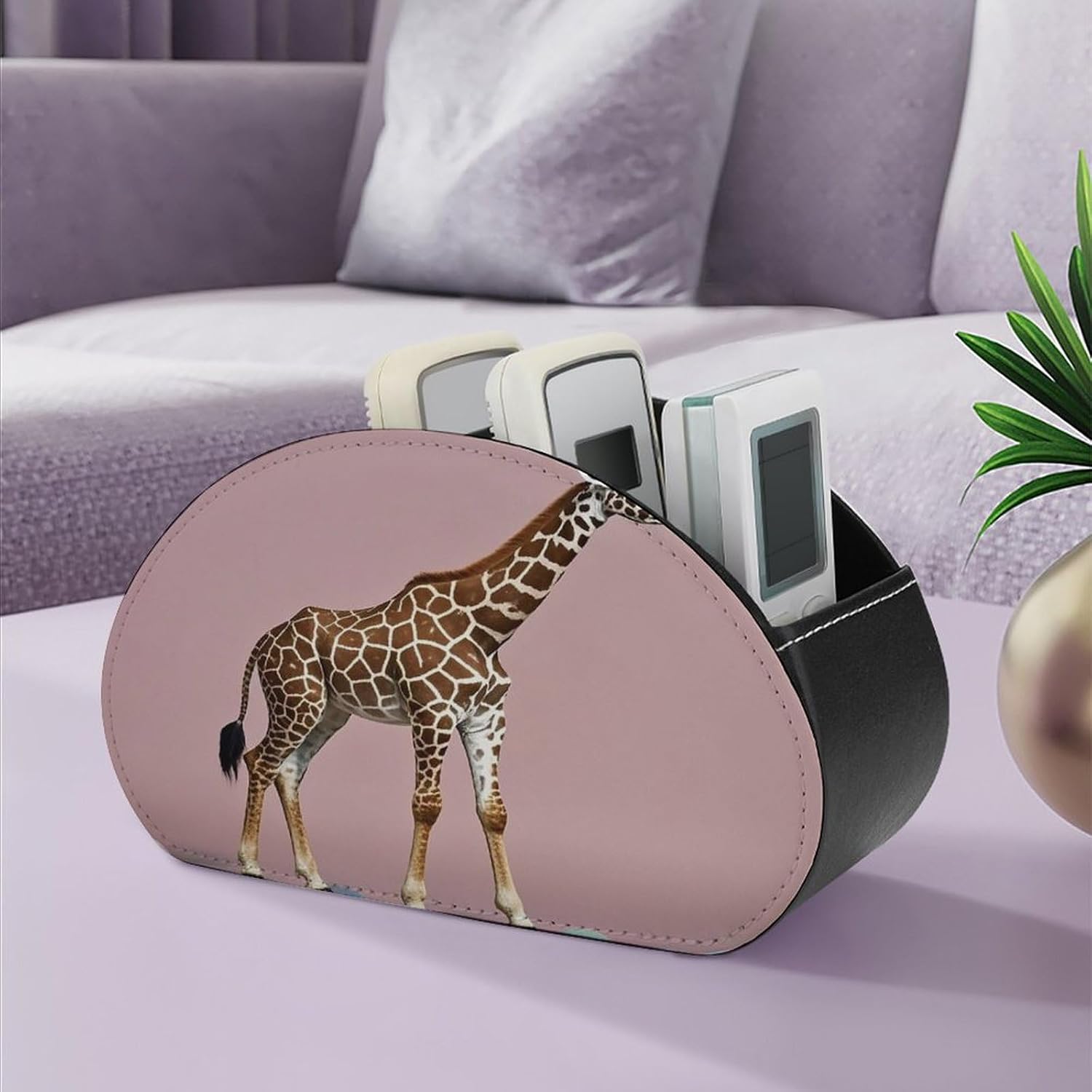 Personalized PU Leather Remote Control Holder with 5 Compartments image 5