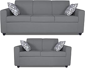 Adorn India Monteno 3+2 5 Seater Sofa Set (Grey) (3 Year Warranty)