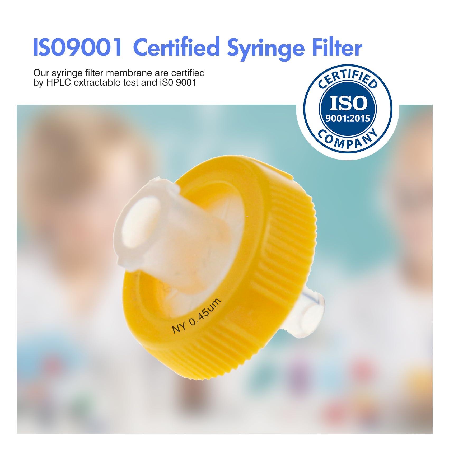 filtri per siringhe in nylon idrofilo, 0,45 um micron, diametro del poro: 13 mm, membrana in nylon non sterile, confezione da 100
