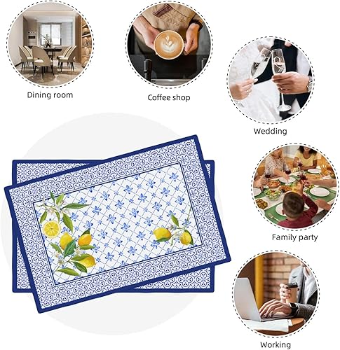 Miniatura 8 de Juego de 4 manteles individuales de lino lavables para cocina, comedor, decoración de mesa
