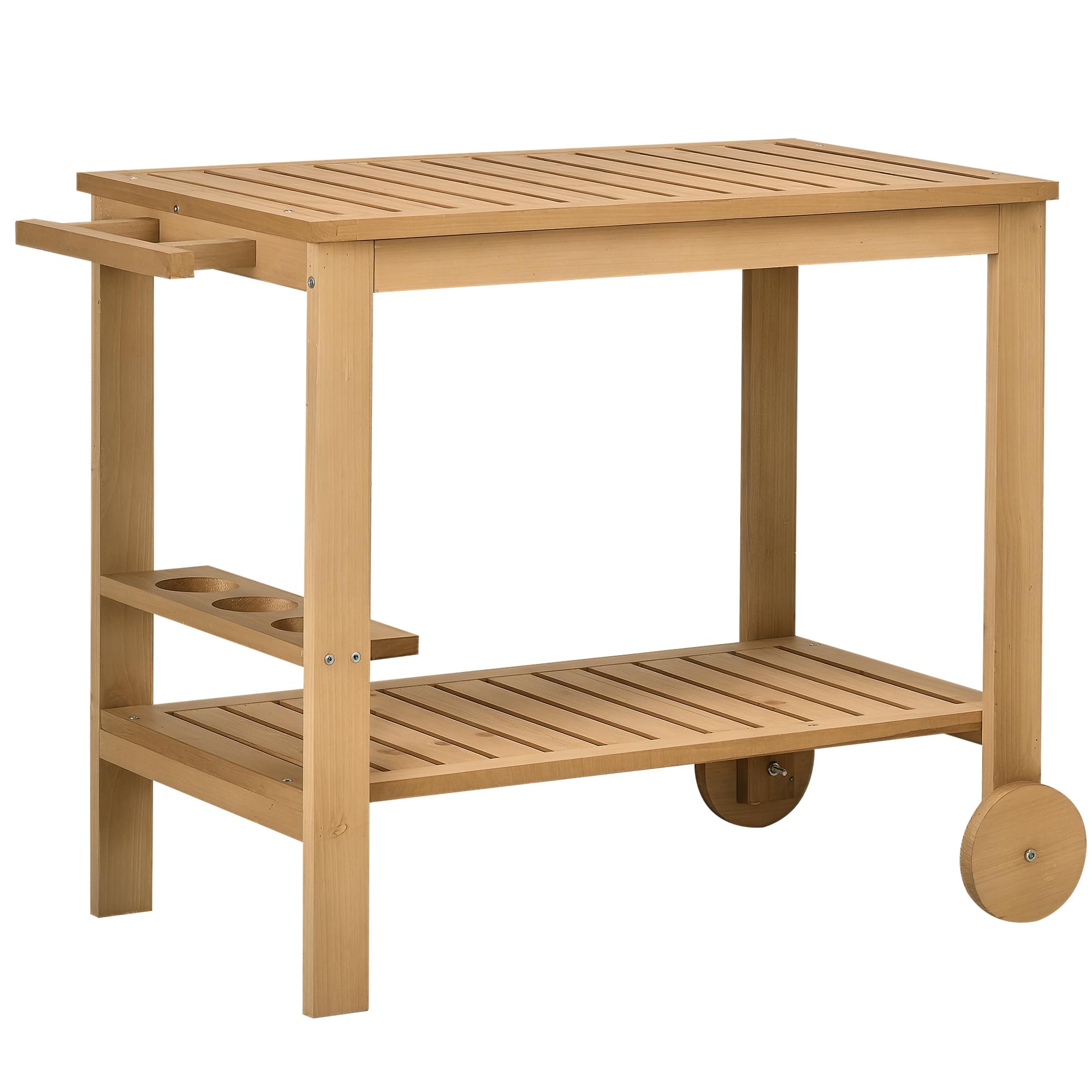 Outsunny Carrello Portavivande da Giardino in Legno di Abete 95x47x74 cm