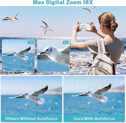 Miniatura 8 de Cámara digital, cámaras Saneen FHD para niños, para fotografía, cámara compacta 4K 44MP de punto y disparo para niños, adolescentes y principiantes