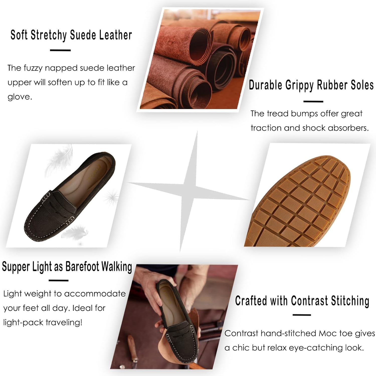 KORDAL Women's Comfortable & Lightweight Suede Leather Penny Loafers Slip-Ons Cute Business Casual Dress Shoes Work Office Flats Everyday Walking Shoes Driving Mocs for Women - Image 4