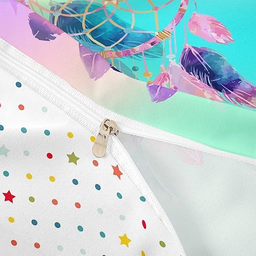 Miniatura 6 de Erosebridal Juego de ropa de cama de plumas atrapasueños, tamaño individual, para niños, niñas, adolescentes, funda de edredón bohemia con mandala