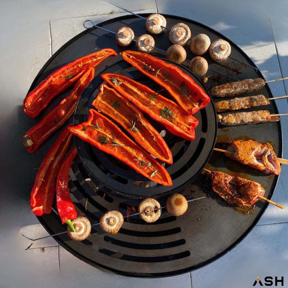 Plancha Acier Corten Couleur Rouille Plaque de Cuisson Exterieur Anneau de Barbecue Cheminee de Jardin Rangement du Bois Aspect Luxueux