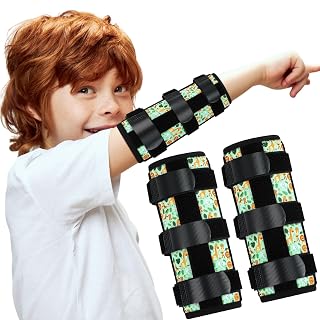 Threlaco 2 Pack Thumb Sucking Stop for Kids Toddlers Nail Biting Treatment Finger Sucking Deterrent Guard Prevention Anti Nose Picking Pediatric Elbow Immobilizer for Boys Girls 2-8 Years (Animal)