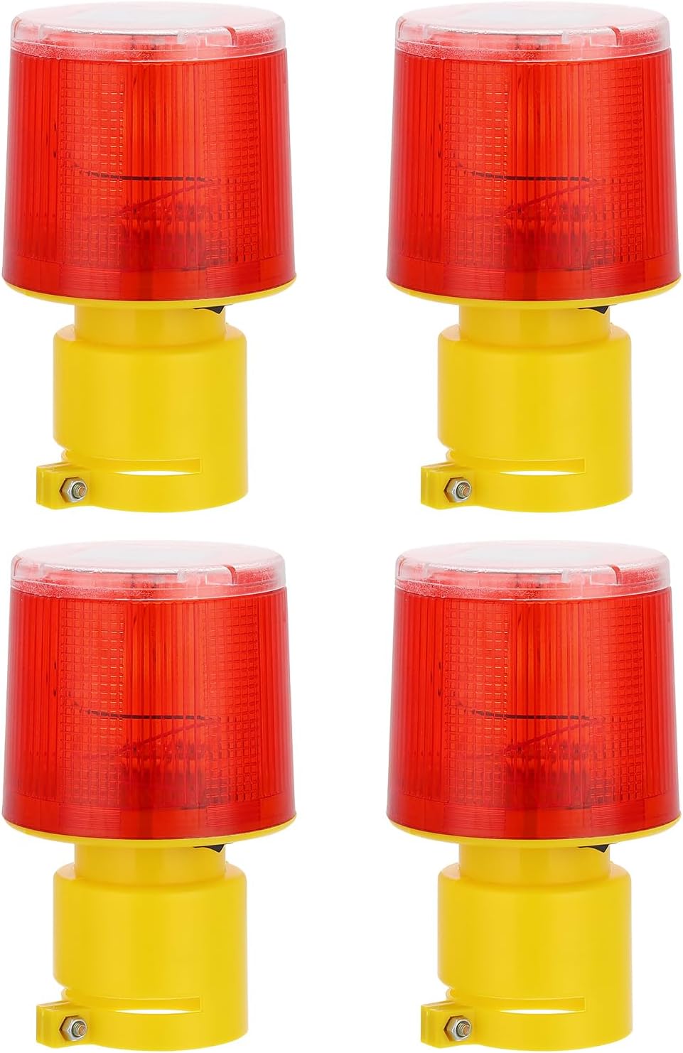 PATIKIL Solar Strobe Warning Light, 4Pcs 360 Degree Traffic Lamps Waterproof Automatically Turn On LED Flashing Lamp for Construction Traffic Factory Dock Signs, Red