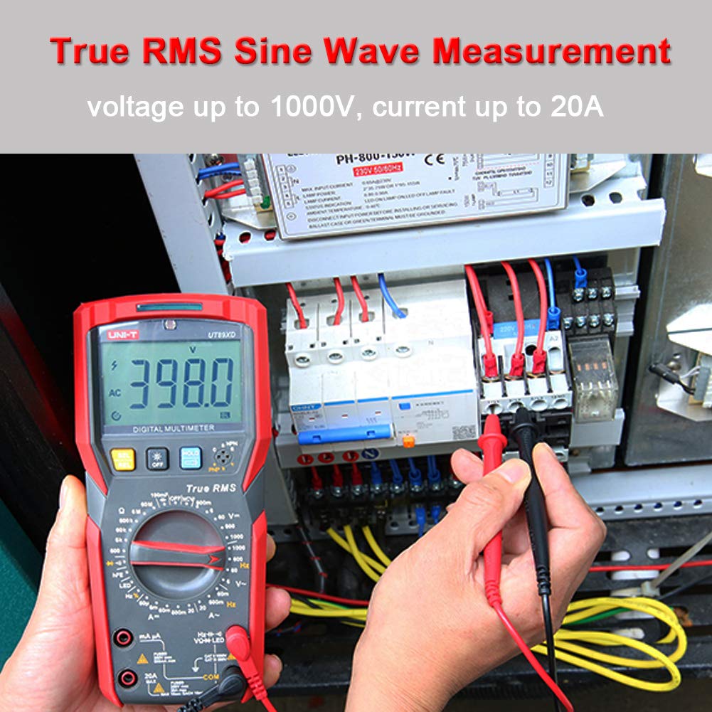 UNI-T UT89XD Digital Multimeter,TRMS 6000 Counts Volt Meter Manual Ranging,Measures AC/DC Voltage Tester,Resistance,Capacitance,Diode,NCV,Temperature,LED Test (UT89XD) 1