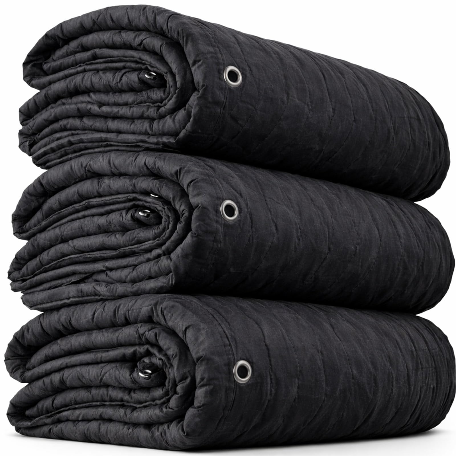 US Cargo Control 96" x 80" Extra Large Sound Dampening Blankets with Grommets (3-Pack), Light Blocking Acoustic Blankets for Wall Hanging and Studios, Machine Washable, 12LBS