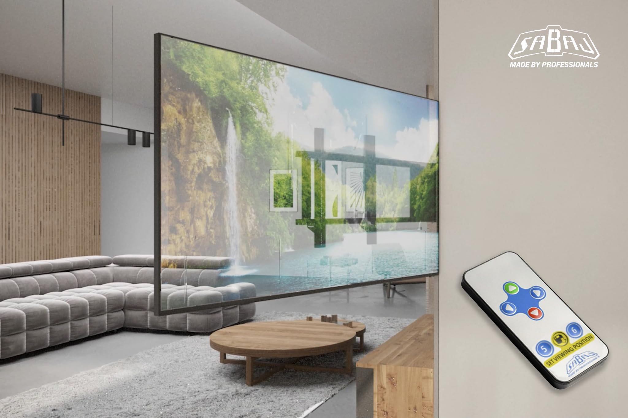 SABAJ M&D Soporte TV Pared Motorizado Eléctrico Giratorio 75 Pulgadas | Giro 180 grados a 2 grados por segundo, hasta 40 kg, VESA 100x100 a 600x400, inclinación manual 7 grados