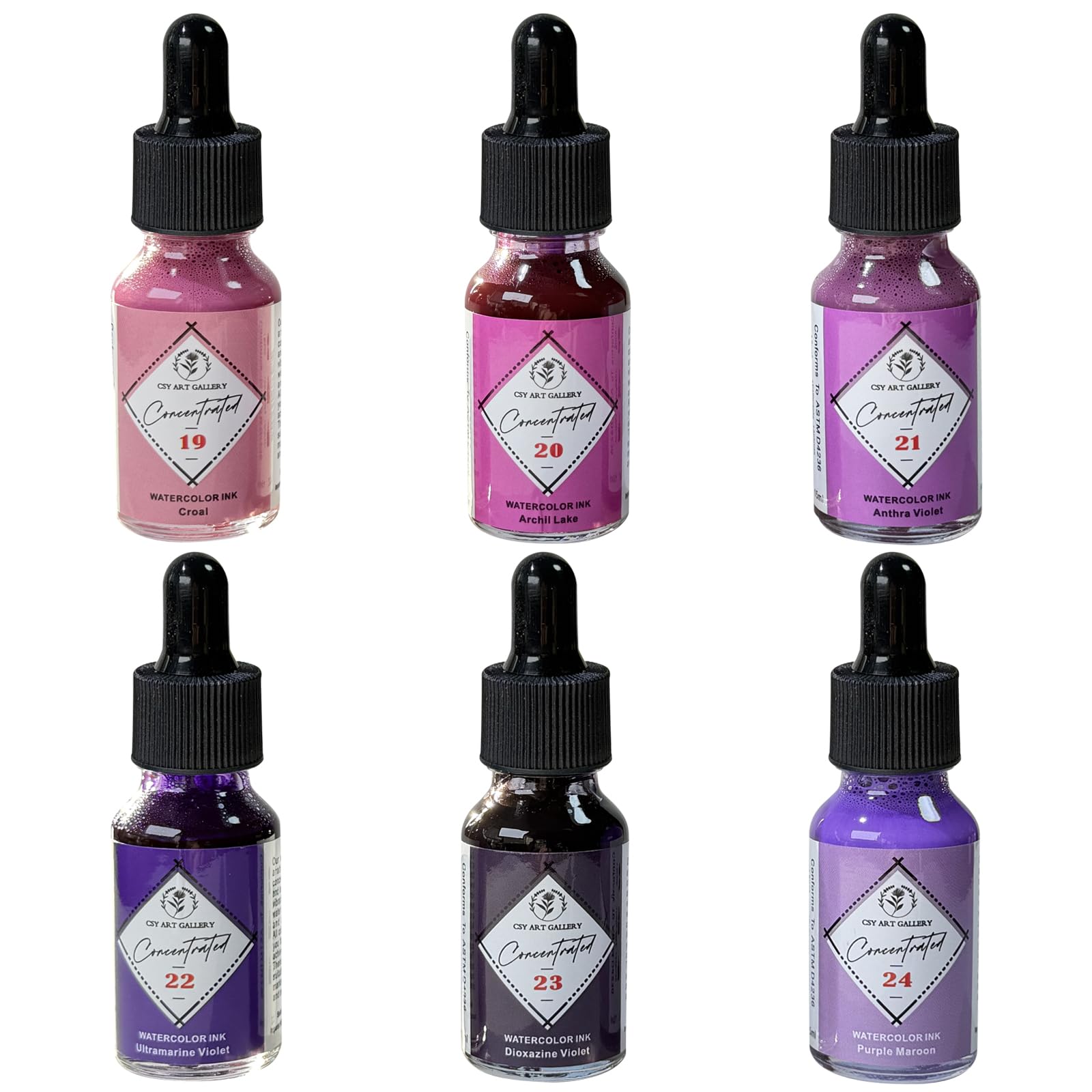 CSY Art Gallery Concentrated Liquid Watercolour Ink Set-6-Piece Set-Non-Toxic-Ideal for Painting, Art, Crafts, Hobbies, and Creative Projects (Monet's Garden Set)