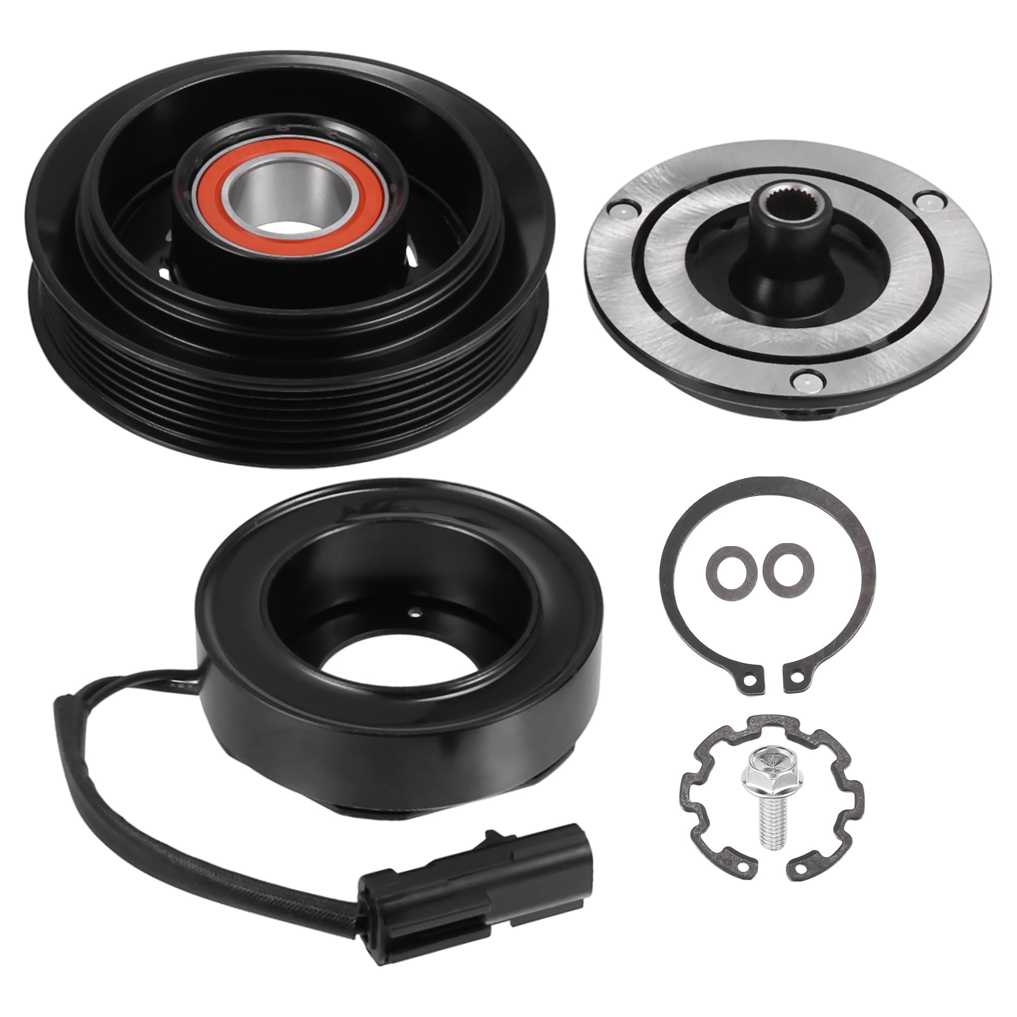 X AUTOHAUX 1 Set AC Compressor Clutch Kit Pulley Coil Auto Repair Compressors Assembly for Dodge for Ram 1500 3.7L 2004-2007