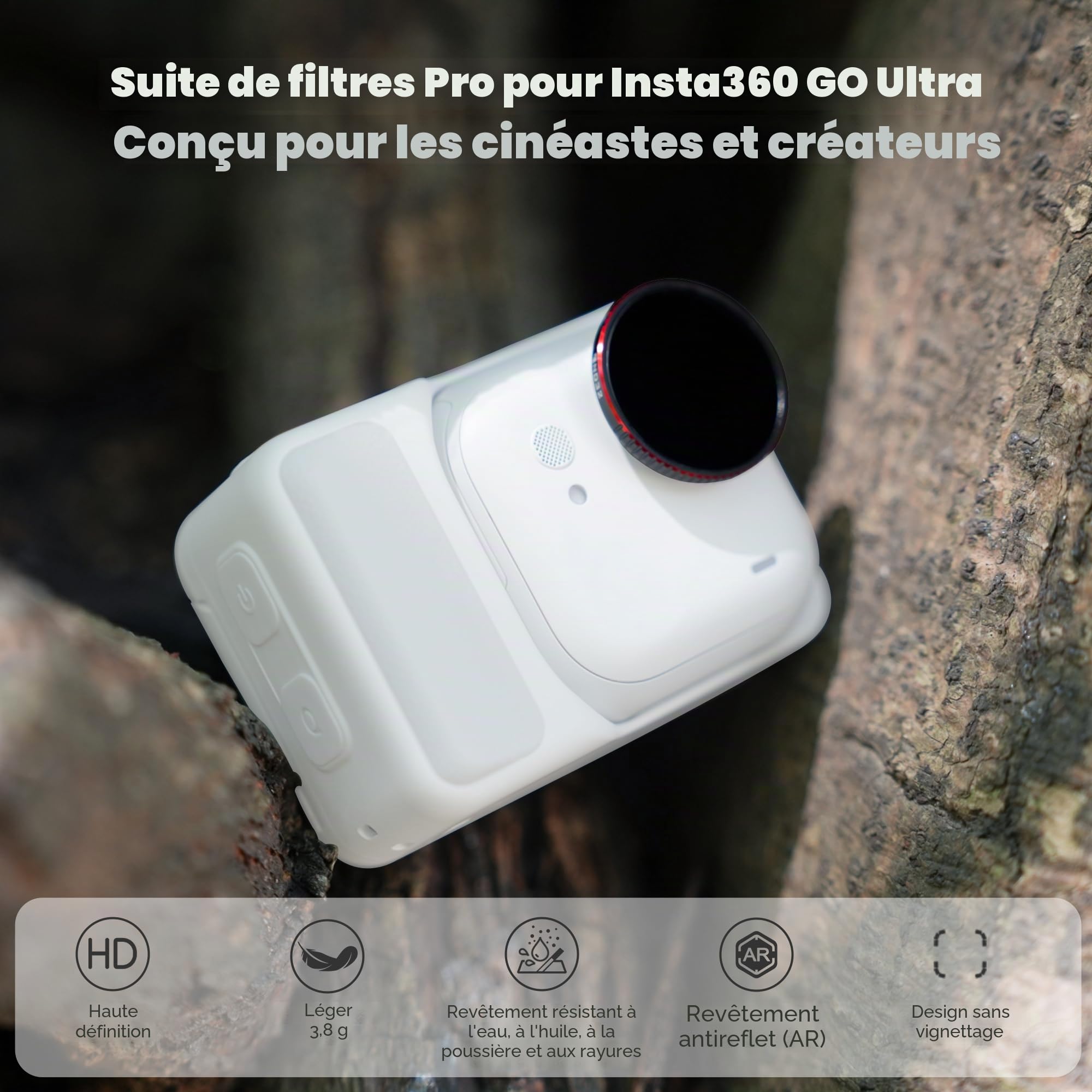 Freewell Kit de filtres Jour Standard pour Insta360 GO Ultra - Filtres ND8, ND32, ND64 et CPL pour Un Meilleur contrôle de l'exposition et des Reflets réduits
