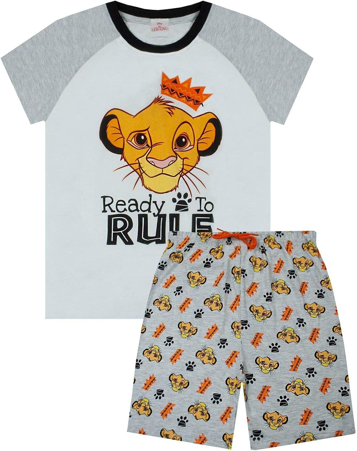 Disney Lion King Pajamas Ready To Rule Boy's Kids Shorts PJ Sleepwear Gray Clothing