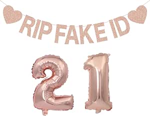 PALASASA Glitter RIP Fake ID Banner - Funny 21st Birthday Decor In Black & Red - View #6