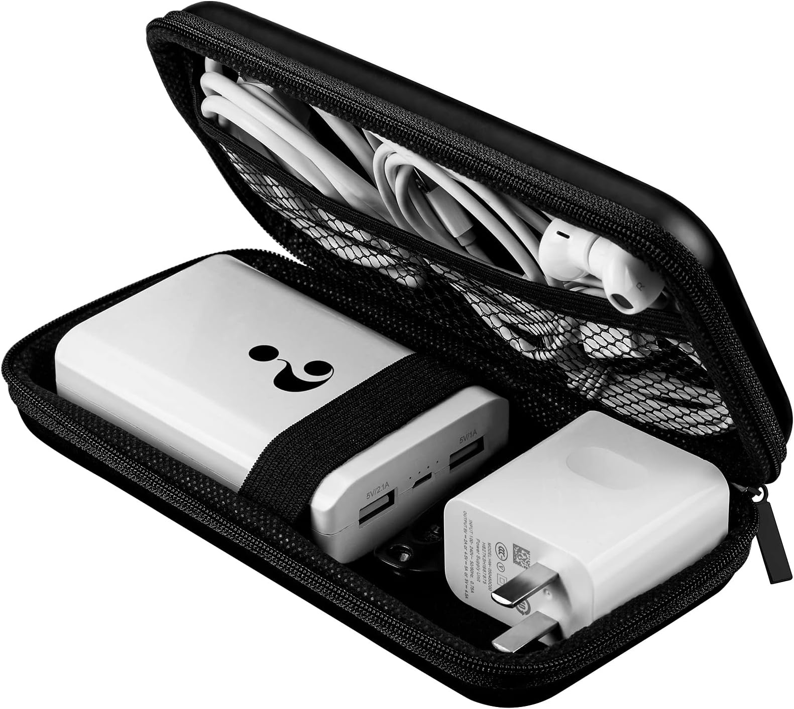 ACOCOBUY Power Bank Case Shockproof Hard EVA Carrying Case for Hard Drive Bag Travel Cable Organizer Electronic Organizer Pouch With Zipper Multifunctional Storage Wallet Travel Essentials Black