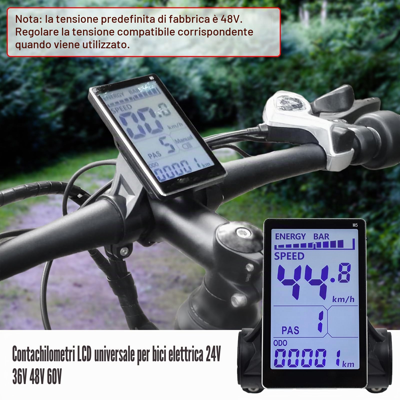 Monitor LCD bici elettrica 24V 36V 48V 60V 5 poli impermeabile scooter elettrico accessori 31,8 22,2 mm