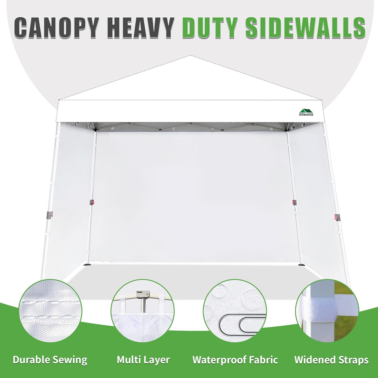 Canopy Sidewalls for 11x11,12x12 Slant Leg Pop Up Tent,3 Pack Sunwalls Only,(Black)