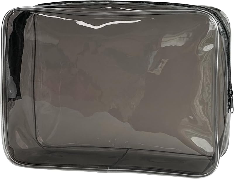 Necessaire TotePrint de PVC transparente preta, 25 x 18 x 6 cm