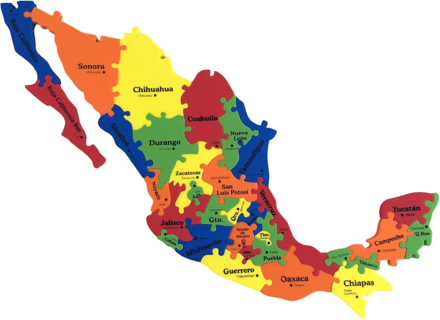 Mexico States And Capitals Map Mexico Map Foam Puzzle 13 X16 X 0.3 - 31 Pieces (States & Capitals) :  Amazon.co.uk: Toys & Games