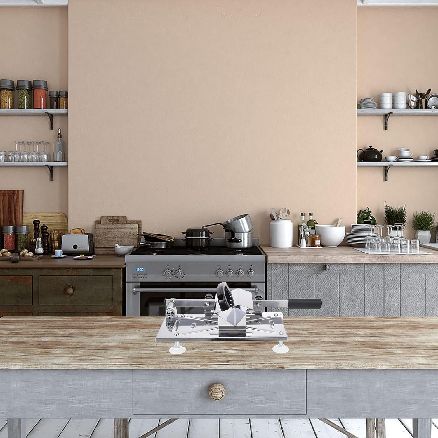 Manual Lamb and Beef Meat Slicer Portable Kitchen Tool with Stainless Steel Blade for Chilled Meat and Vegetables, Compact Design for Home Cooking and Meal Preparation