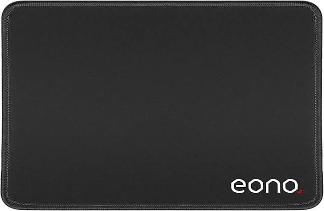 Amazon Brand - Eono Mouse Mat 320X240X3mm Gaming Mouse Pad, Non-slip Rubber Base, Waterproof Surface, Premium-Textured, Stitched Edges Mousepads, Compatible with Laser and Optical Mice, Black