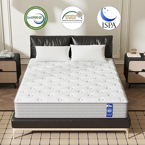 Miniatura 2 de KOW Colchón tamaño Queen de 12 pulgadas, colchones Queen, colchones de tamaño Queen con resortes individuales de espuma, colchón de cama de firmeza