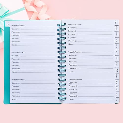Miniatura 3 de Libro de contraseñas discreto con pestañas alfabéticas de la A a la Z, cuaderno de contraseñas para inicio de sesión de dirección de sitio web de