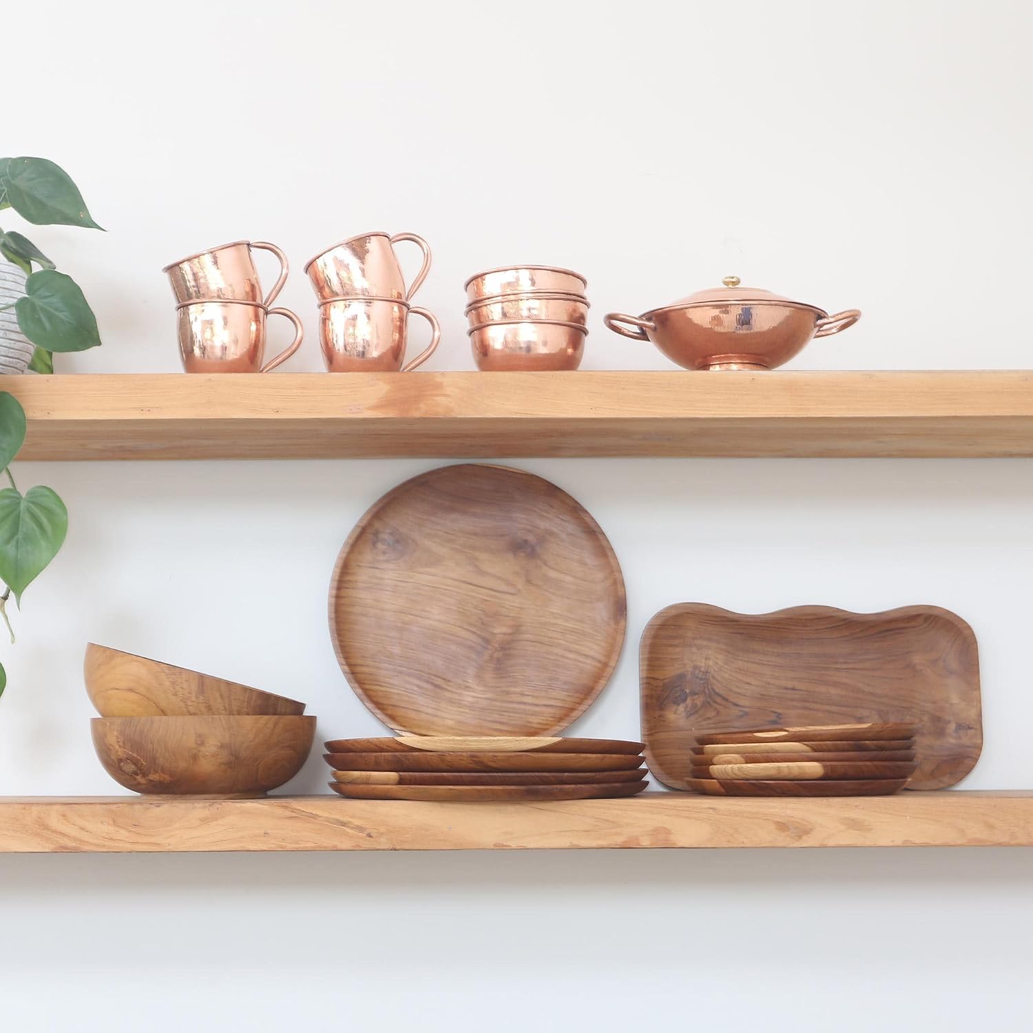 NOVICA Artisan Handcrafted Teak Wood Platter Wavy in Bali Brown Indonesia Tableware Serveware Platters Natural Materials [0.8in H x 15.75in W x 8.25in D] ' Bali Wave'