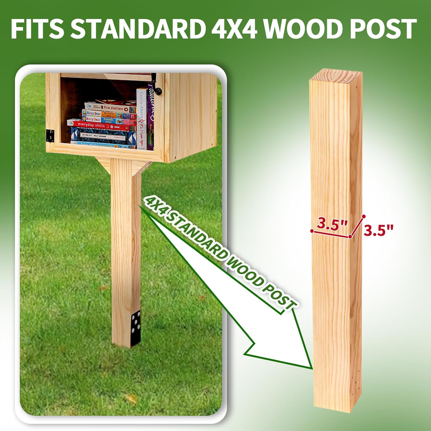 Little Library Mount, 11.8x8x4" Little Library Box Bracket Holder with Pre-Drilled Holes & Grooved Top & Screws, Fits 4x4 Post, Easy Installation for Neighborhood School Community Book Sharing Box