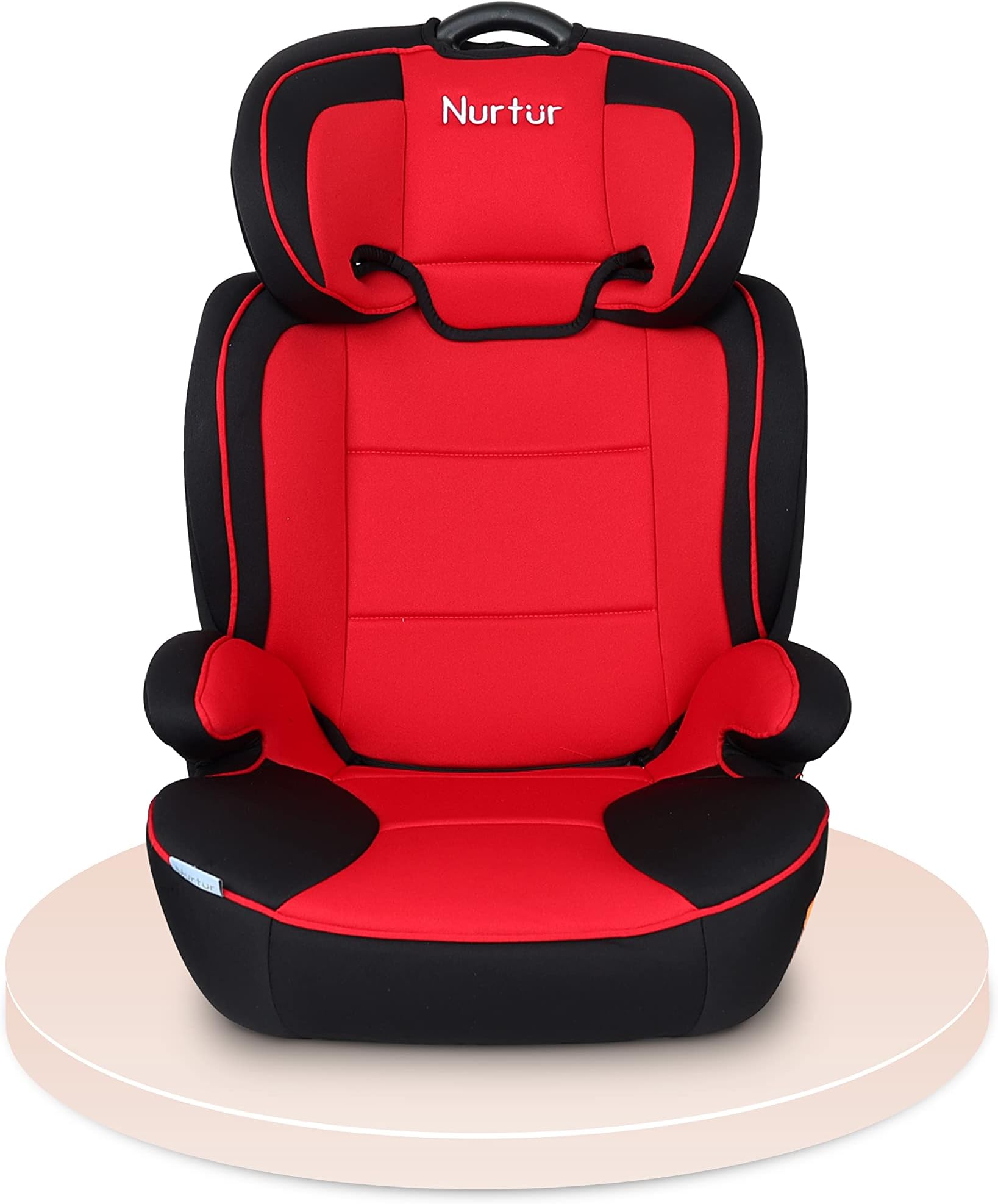 NurturJupiter Baby/Kids 3-in-1 Car Seat + Booster Seat - Adjustable Backrest - Extra Protection - 5-Point Safety Harness - 9 months to 12 years (Group 1/2/3), Upto 36kg - Red