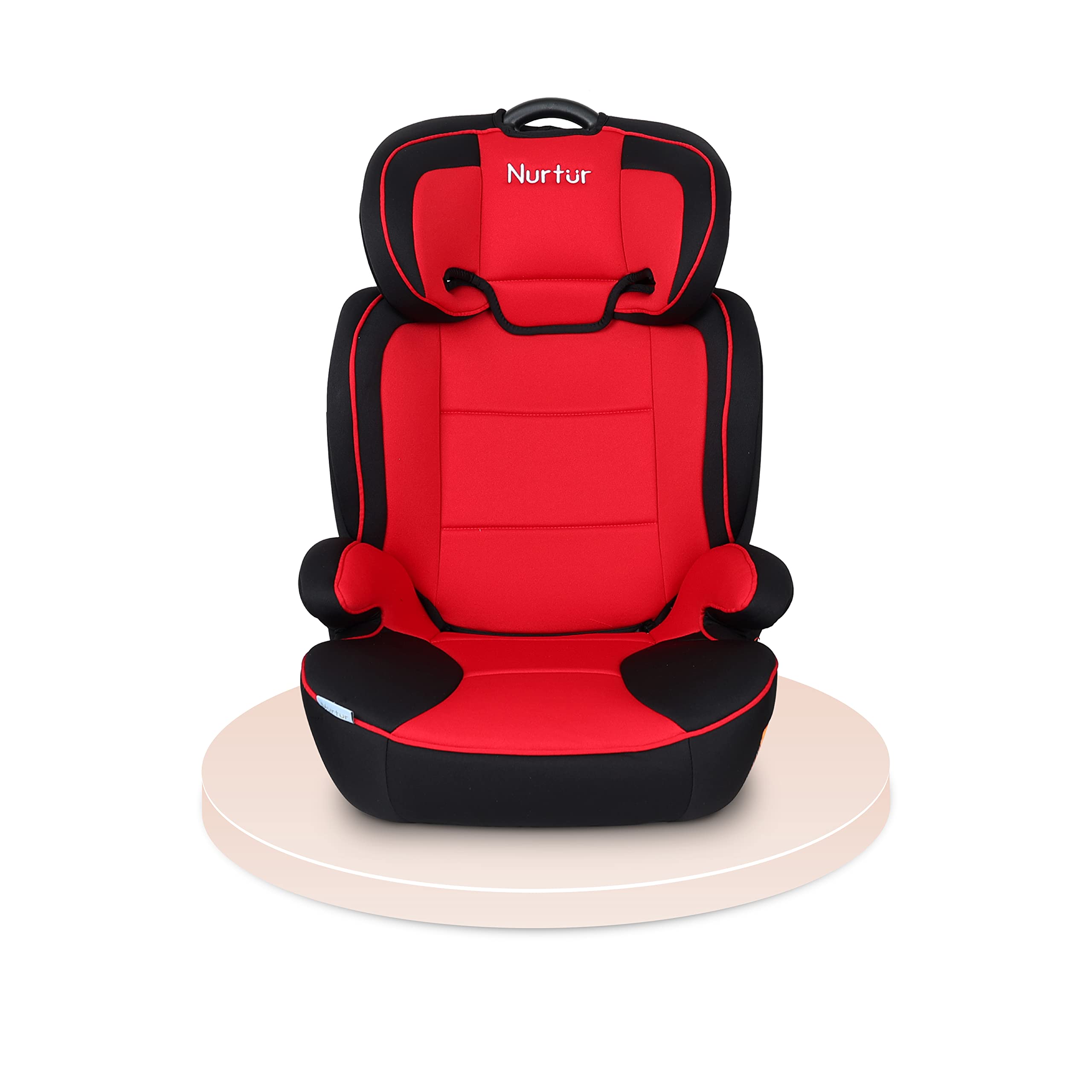 NurturJupiter Baby/Kids 3-in-1 Car Seat + Booster Seat - Adjustable Backrest - Extra Protection - 5-Point Safety Harness - 9 months to 12 years (Group 1/2/3), Upto 36kg - Red