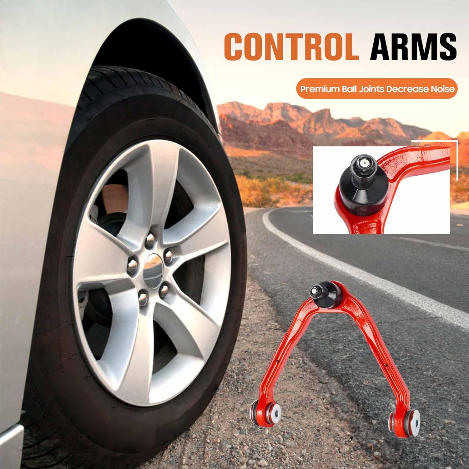 13PCS Front Upper Control Arms w/Polyurethane Bushing Suspension Kit Fit for Silverado 1500 1999-2006 4WD/AWD, Suburban 1500/Avalanche 1500 2000-2006, Sierra 1500 1999-2006, Escalade 2002-2006