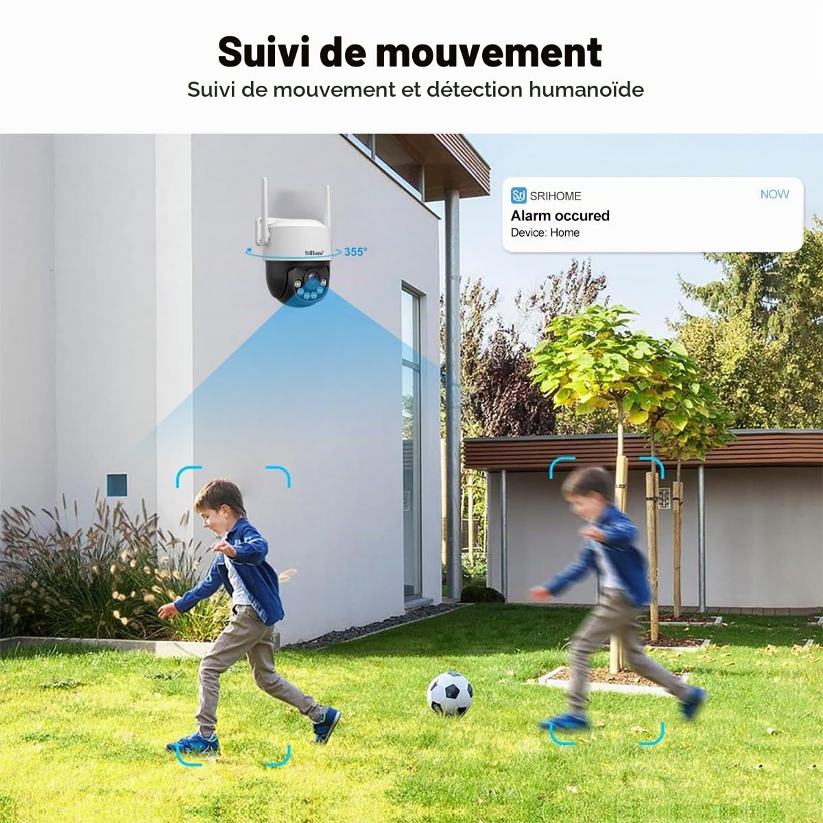 SRIHOME 8MP 2.4/5GHz PTZ caméra de Surveillance WiFi extérieure 3X électronique Zoom Suivi Automatique détection Humaine Audio Vision Nocturne bidirectionnelle