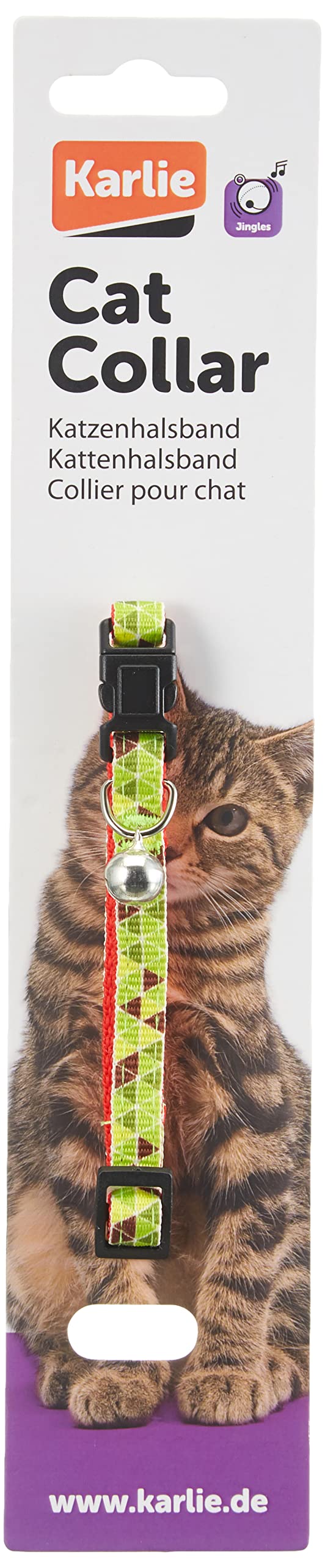 Karlie Kedi Boyun Tasma Üçgen Desenli, 30cmx10mm