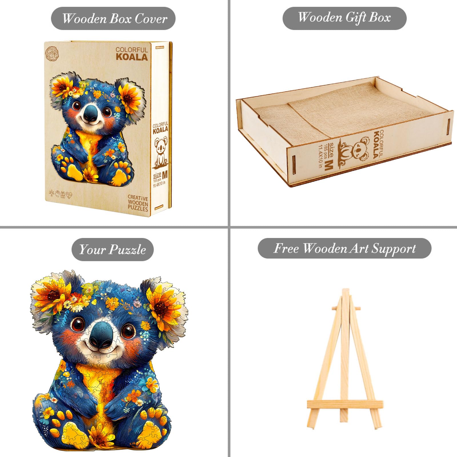 Holzpuzzle Erwachsene,Bunter Koala Holzpuzzle,Unregelmäßige Einzigartige Puzzle, Wooden Puzzle Mit Geschenkbox,Holz Puzzle Geschenke für Erwachsene (34 * 29.7cm)