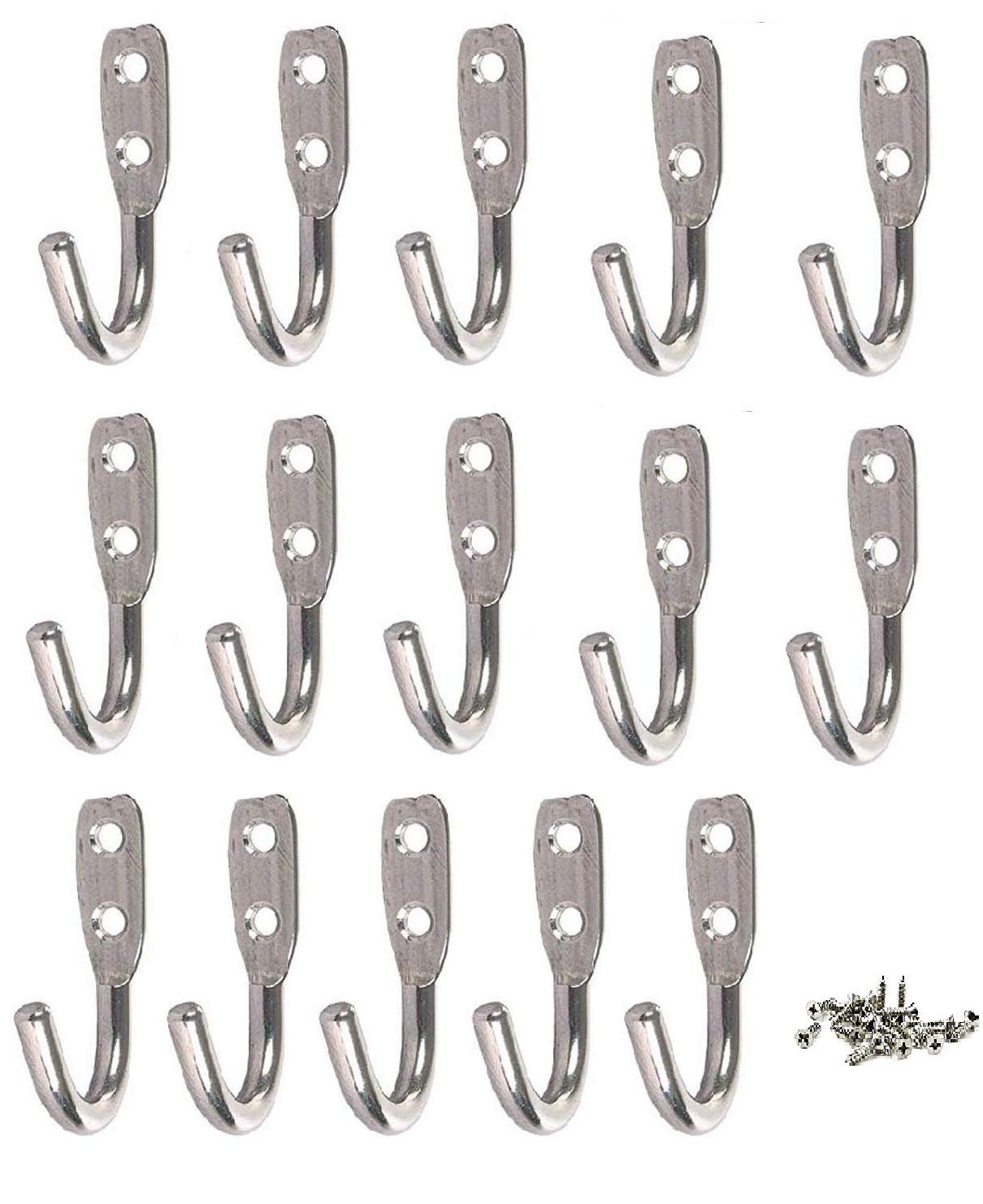 Ekta Enterprises Bathroom Cloth Hanger Door Wall Robe Hooks Rail for Hanging Keys,Clothes,Towel Steel J Hook (Pack of 15pcs) with Screw {Made in India} (B085DWWJD2) Amazon Price History, Amazon Price Tracker