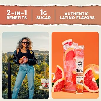 Salud 2-Pack | 2-in-1 Hydration + Immunity (Paloma) & Energy + Focus (Strawberry Margarita) 15 Servings Each, Agua Fresca Drink Mix, Non-GMO, Gluten Free, Vegan, Low Calorie, 1g of Sugar