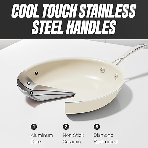 Miniatura 6 de Gotham Steel Juego de 12 utensilios de cocina de cerámica antiadherentes, juego de ollas y sartenes de cerámica antiadherentes con vaporizador para