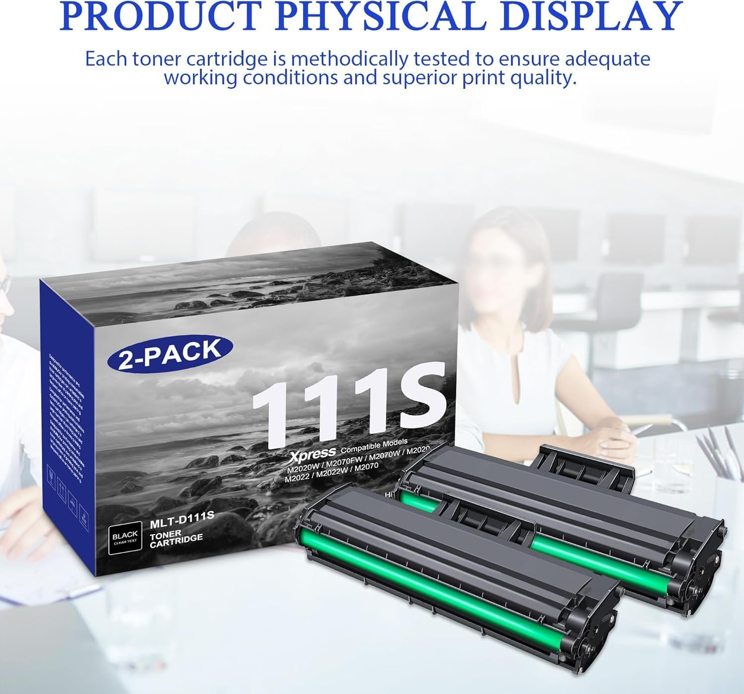MLT-D111S High Yield Toner Cartridge 2 Pack Replacement for Samsung 111S D111S MLTD111S Toner Work with Xpress M2020W M2020 M2022 M2022W M2070 M2070F M2070FW Printer (Black)